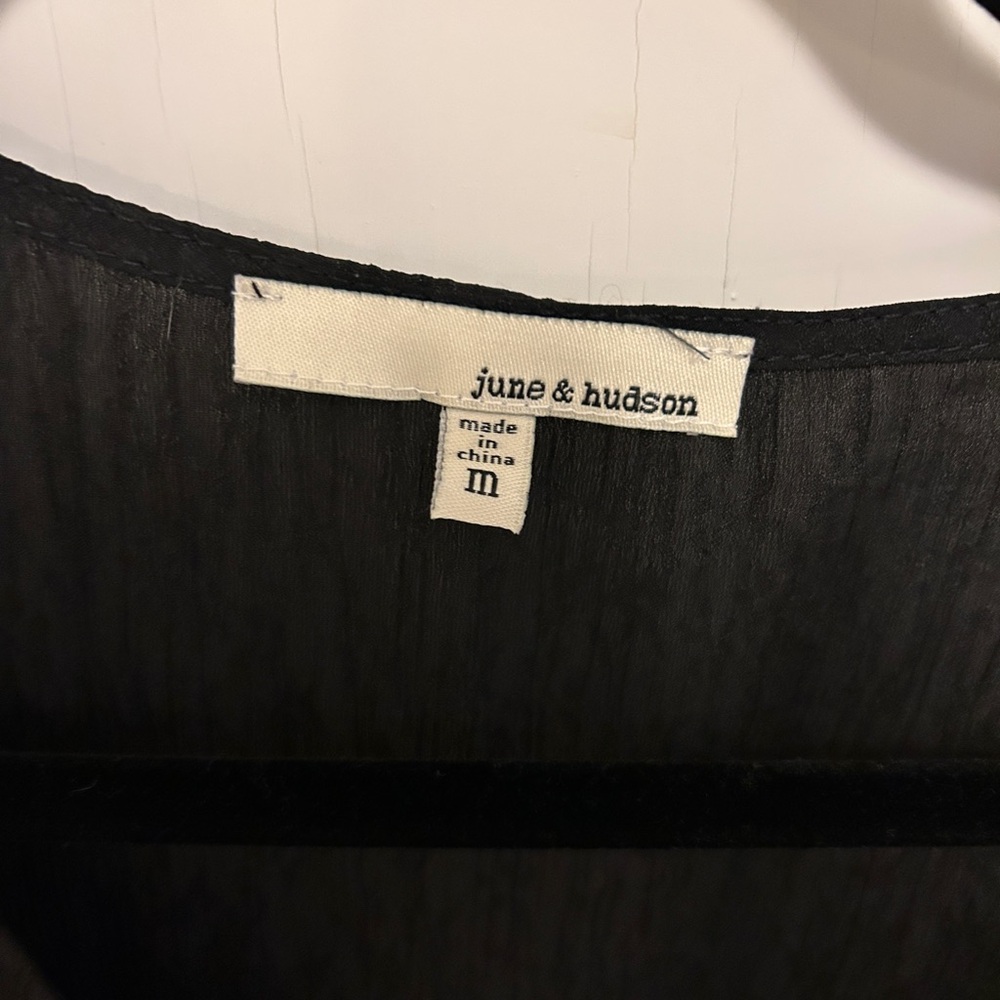 June & Hudson Black Sheer Blouse - Picture 3 of 3